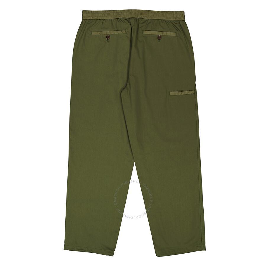 BURBERRY Ernest Contrast Trim Twill Cotton Trousers In Green Product Image