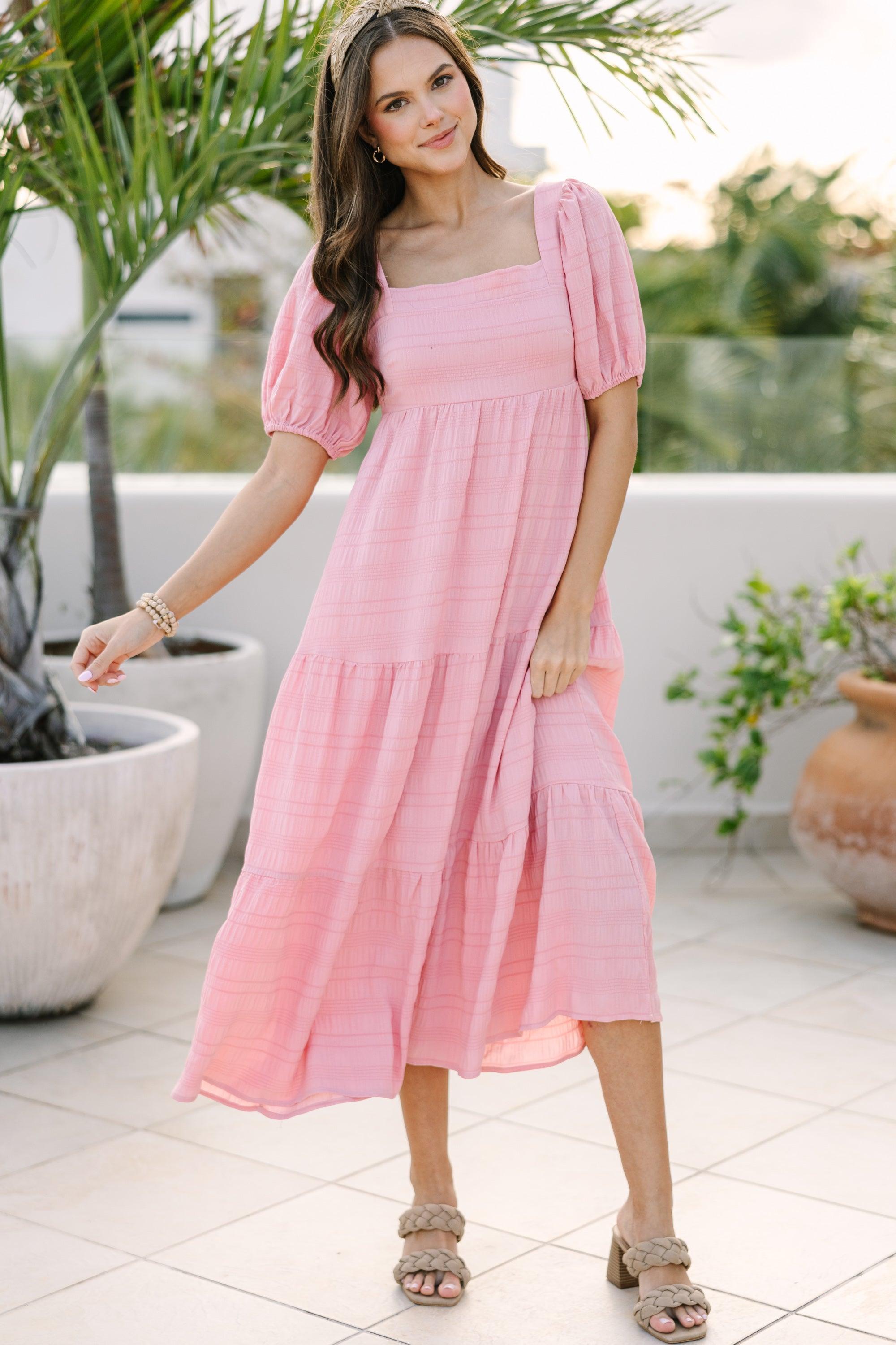 Think About It Mauve Pink Midi Dress Female Product Image