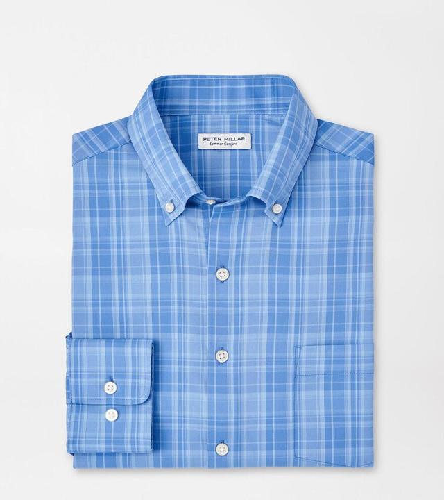 Peter Millar Mens Edmond Performance Twill Sport Shirt | Color: Regatta Blue | Size: M Product Image