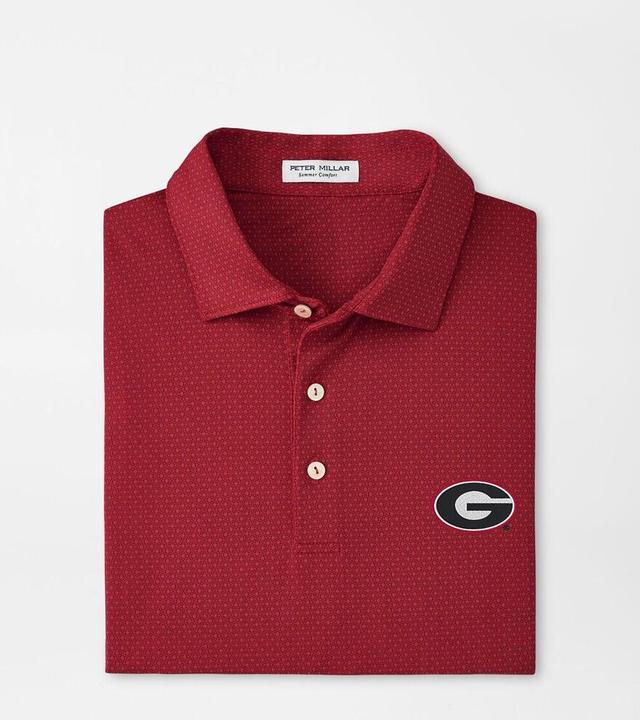 Peter Millar Mens Georgia Tesseract Performance Jersey Polo | Color: Red | Size: L | UGA Product Image