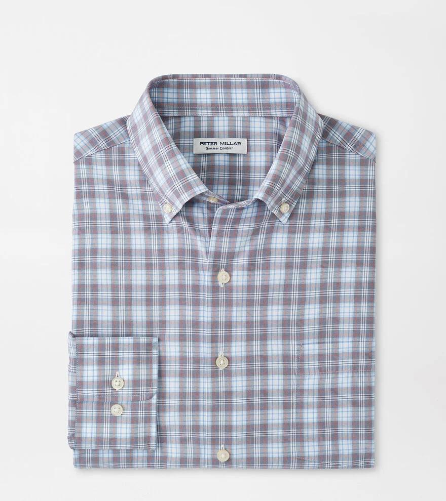 Peter Millar Mens Watson Performance Poplin Sport Shirt | Color: Galaxy | Size: XL Product Image