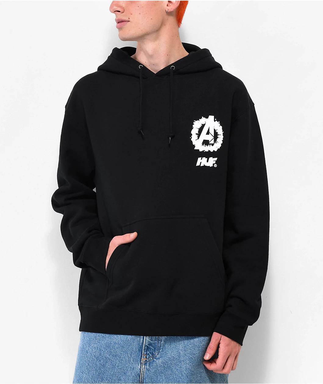 HUF x Marvel Avengers Cosmic Assemblage Black Hoodie Product Image