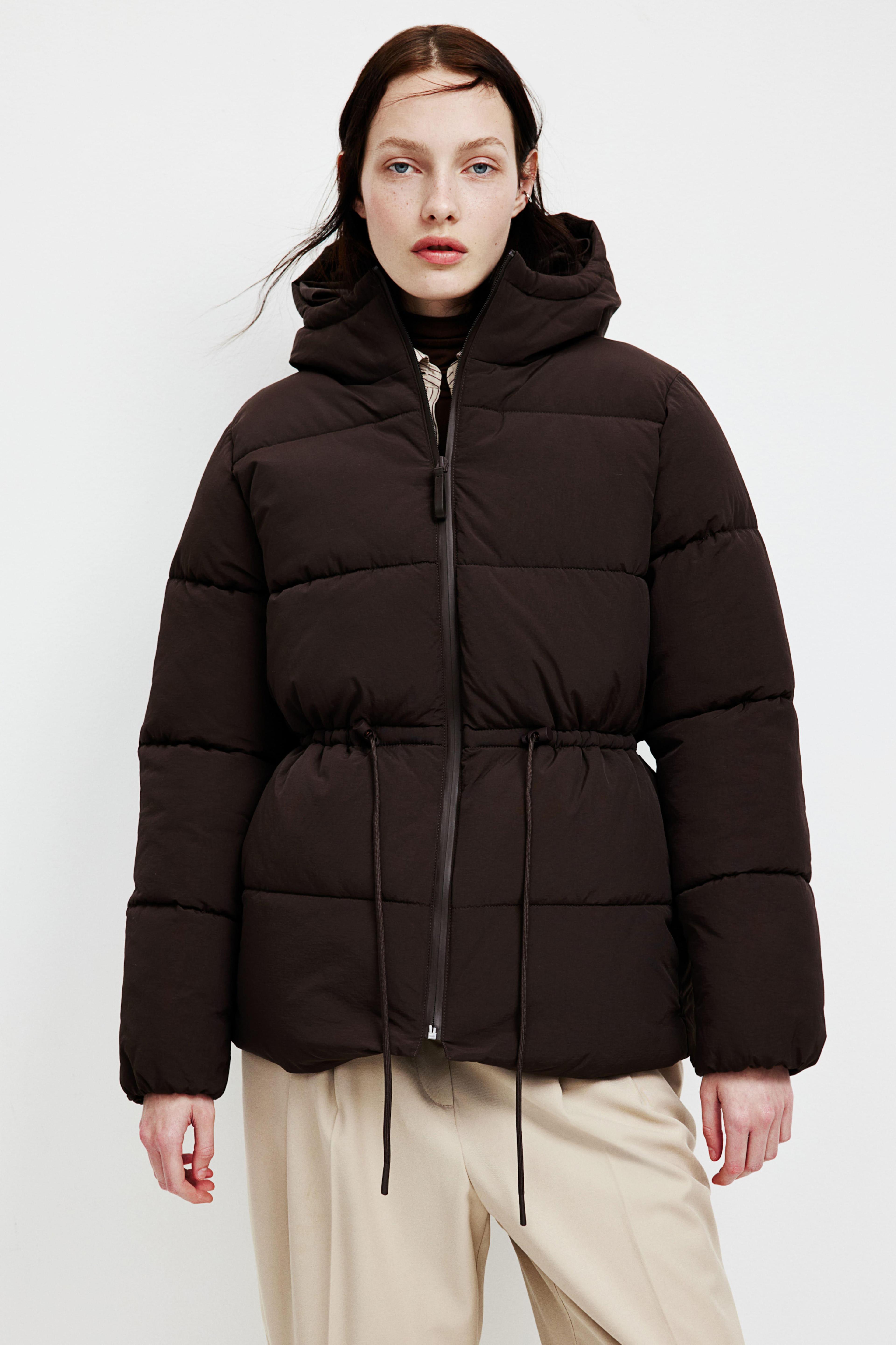 Oversized Drawstring-Waist Puffer Jacket Product Image