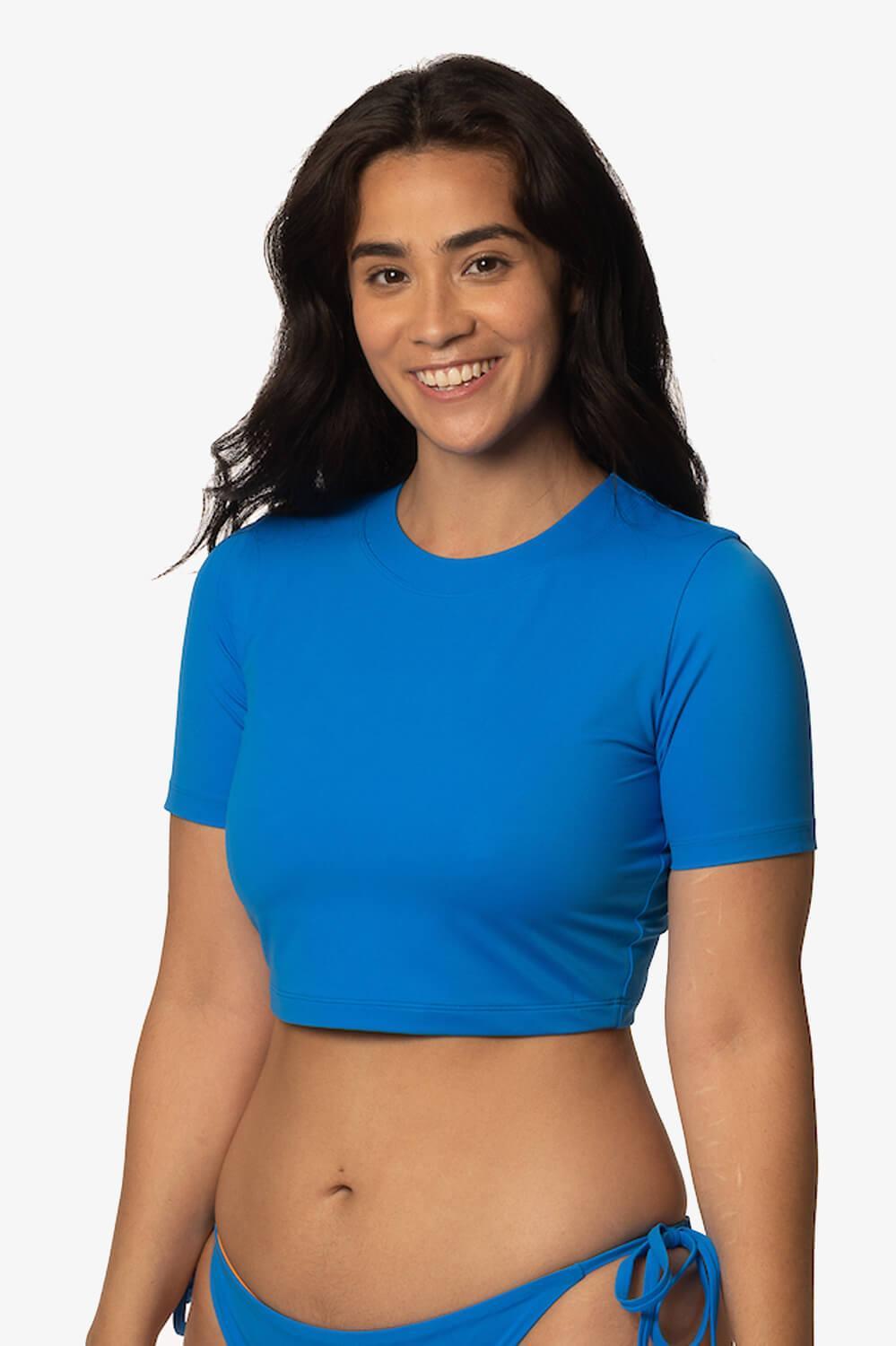 Aurora Short Sleeved  Crop  Rashie - Sapphire Product Image