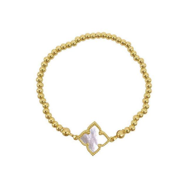 Adornia Brass & Mother of Pearl Flower Ball Bracelet, Womens, White Product Image