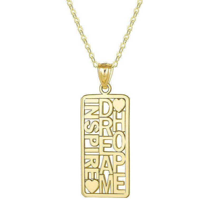 Taylor Grace 10k Gold Inspire, Dream, Hope Pendant Necklace, Womens Gold Tone Product Image