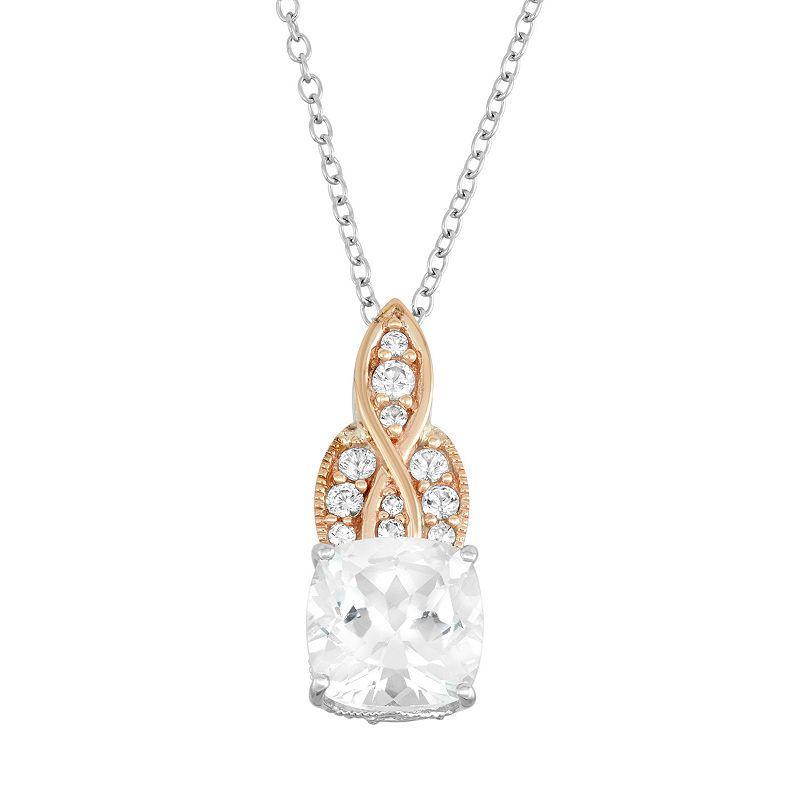 100 Facets of Love 10k Gold Lab-Created White Sapphire Pendant, Womens Two Tone Product Image