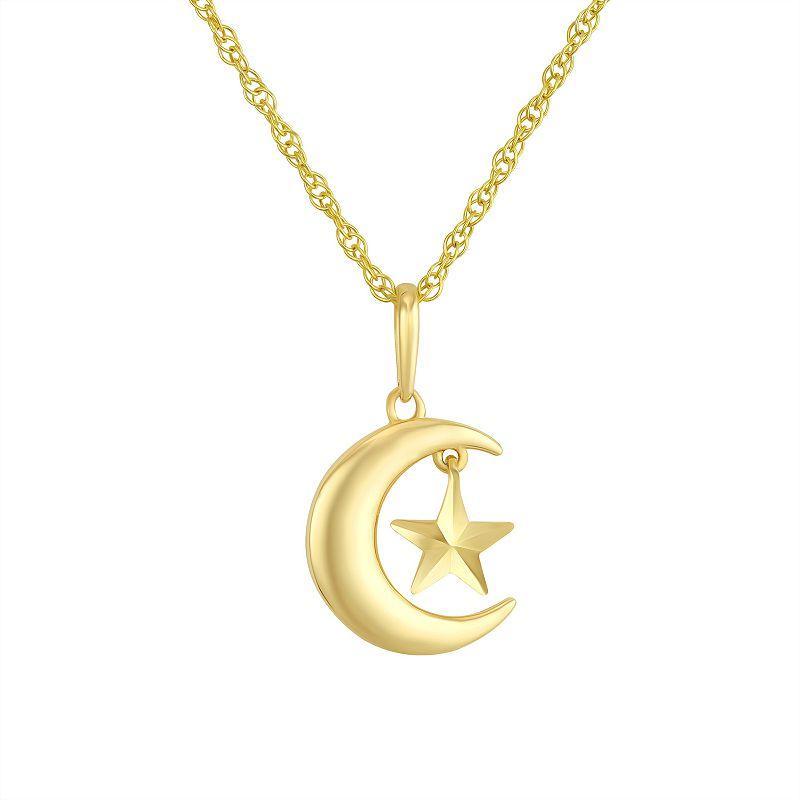 Taylor Grace 10k Gold Moon & Star Pendant Necklace, Womens Yellow Product Image