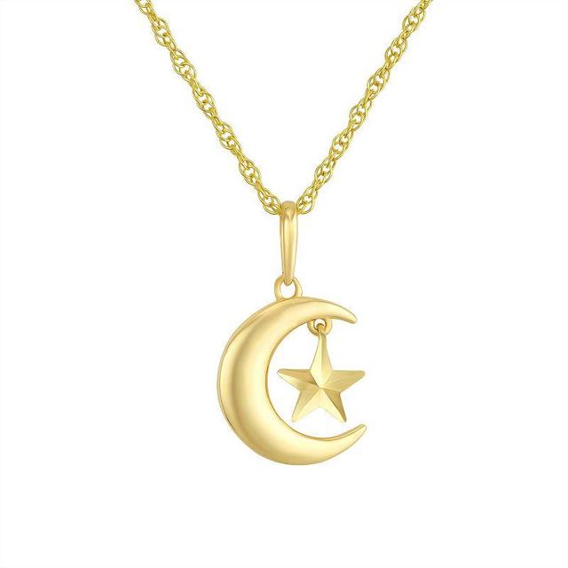 Taylor Grace 10k Gold Moon & Star Pendant Necklace, Womens Product Image