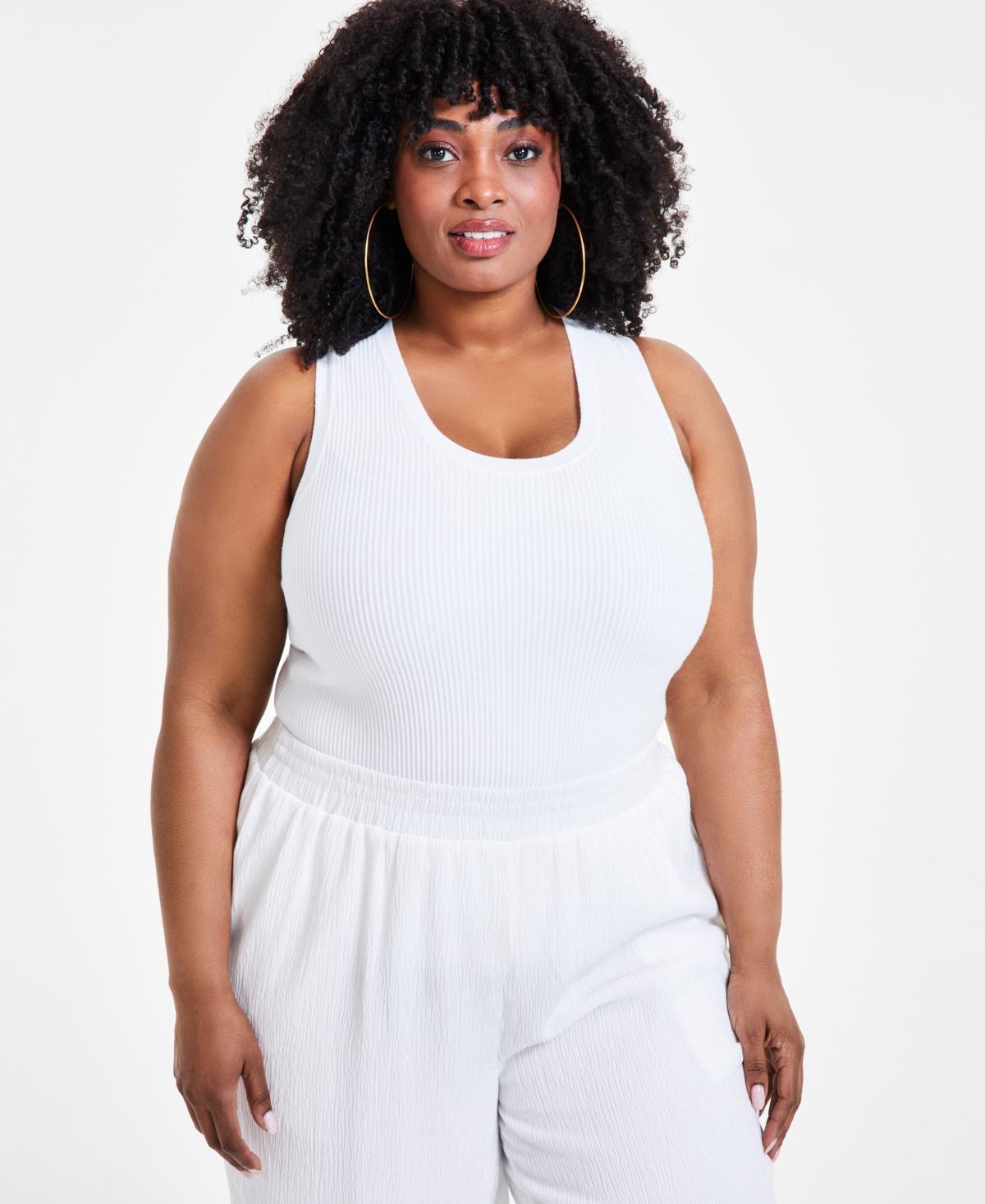 Nina Parker Trendy Plus Size Ribbed Sweater Tank Top Product Image