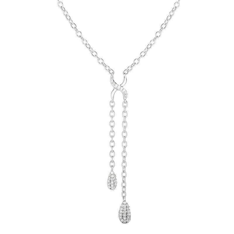 1/6 Carat T.W. Diamond Sterling Silver Lariat Necklace, Womens Product Image