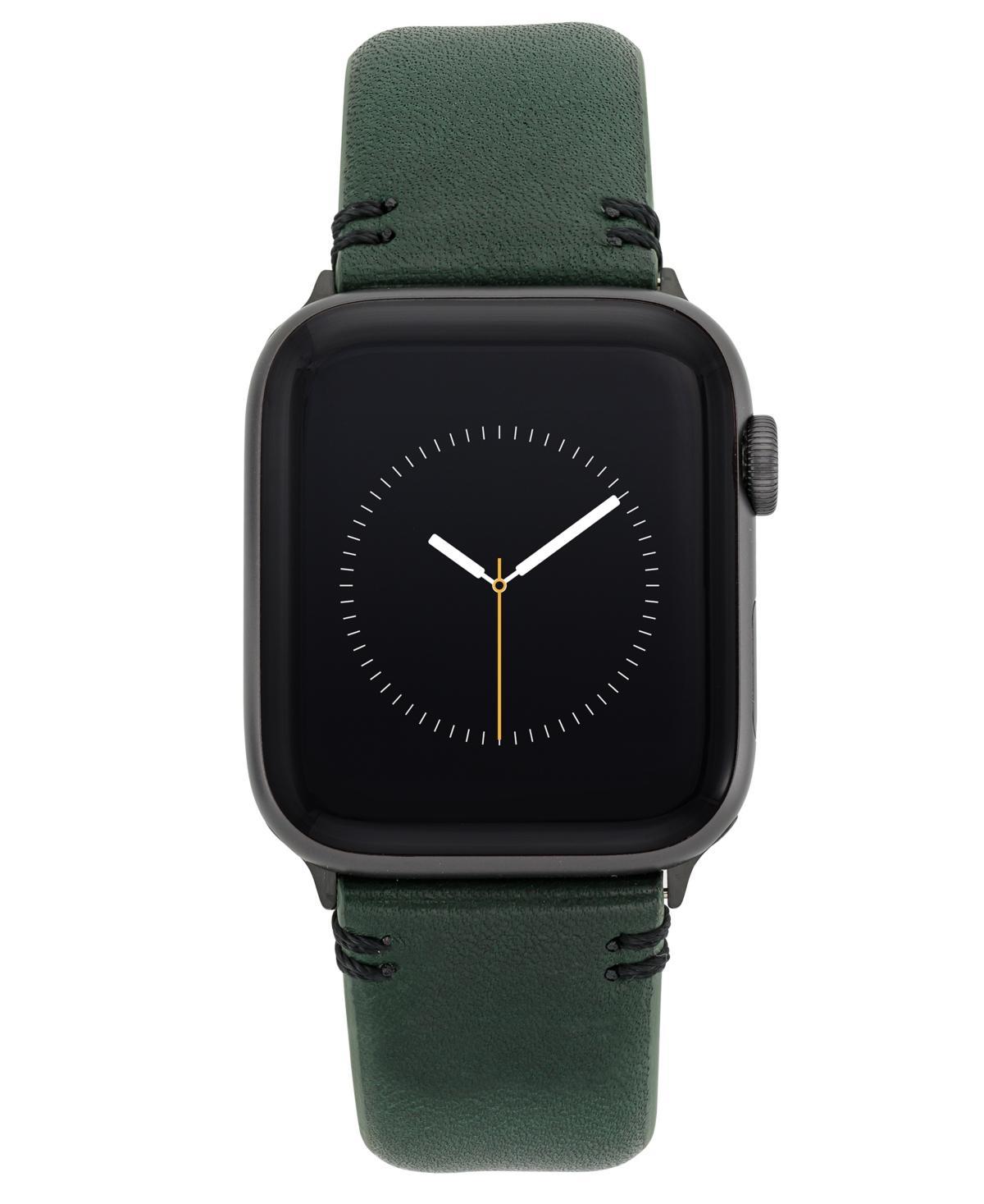 Vince Camuto Mens Dark Green Premium Leather Band Compatible with 42mm, 44mm, 45mm, Ultra, Ultra2 Apple Watch Product Image