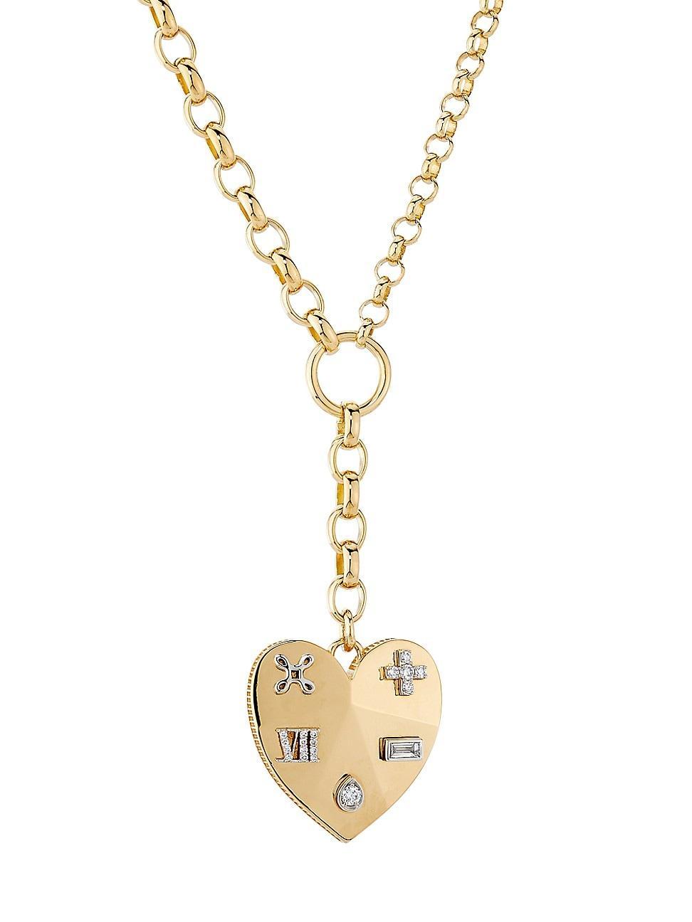 Womens Ever Growing Facets Of Love 18K Yellow Gold & 0.25 TCW Diamond Heart Pendant Necklace Product Image