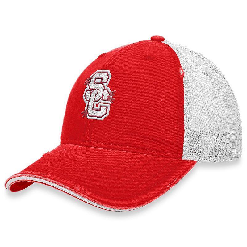 Womens Top of the World Cardinal Distressed Usc Trojans Radiant Trucker Snapback Hat - Cardinal Product Image