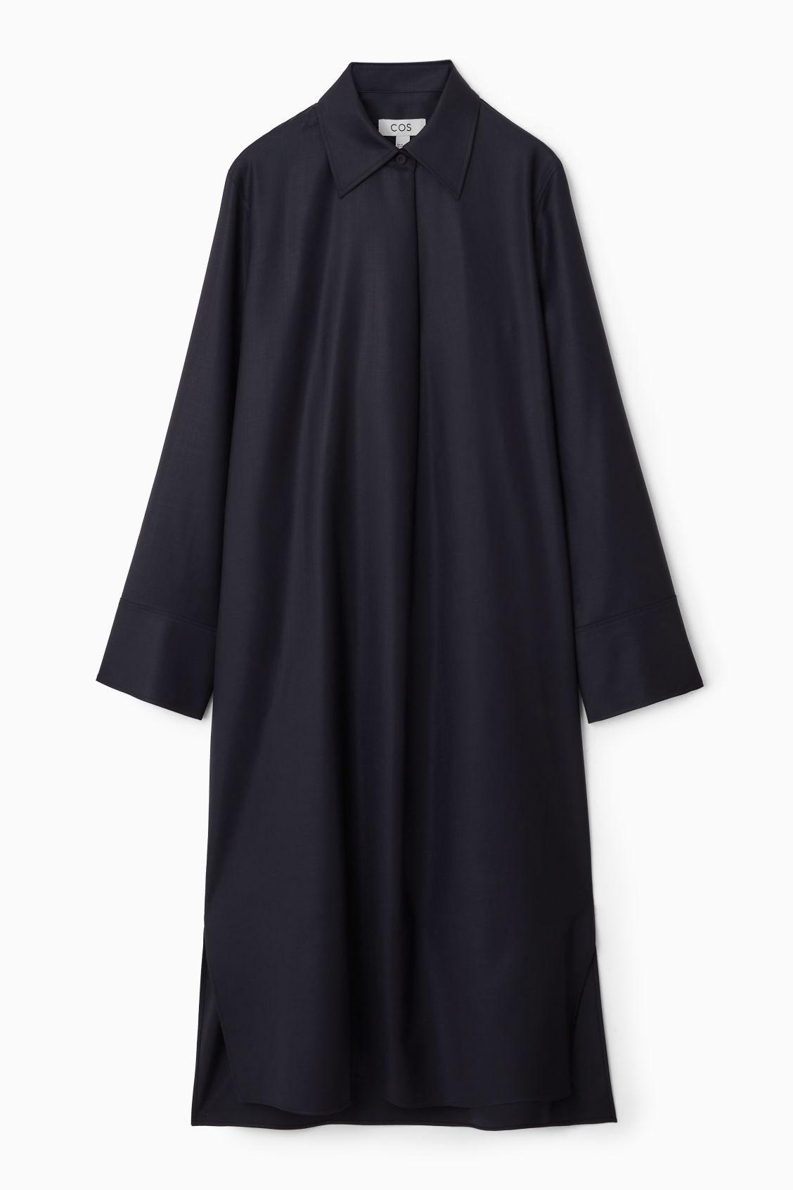 DECONSTRUCTED WOOL MIDI SHIRT DRESS Product Image