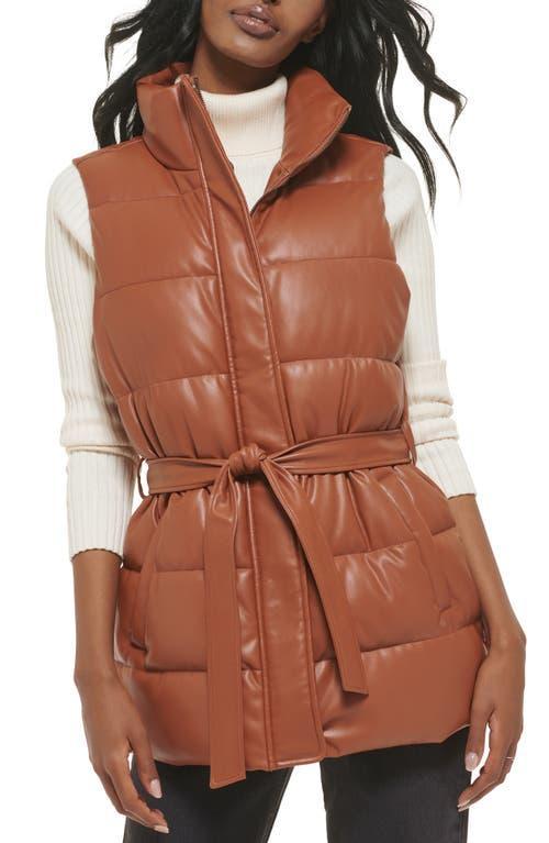 levis 361 Belted Water Resistant Faux Leather Puffer Vest Product Image