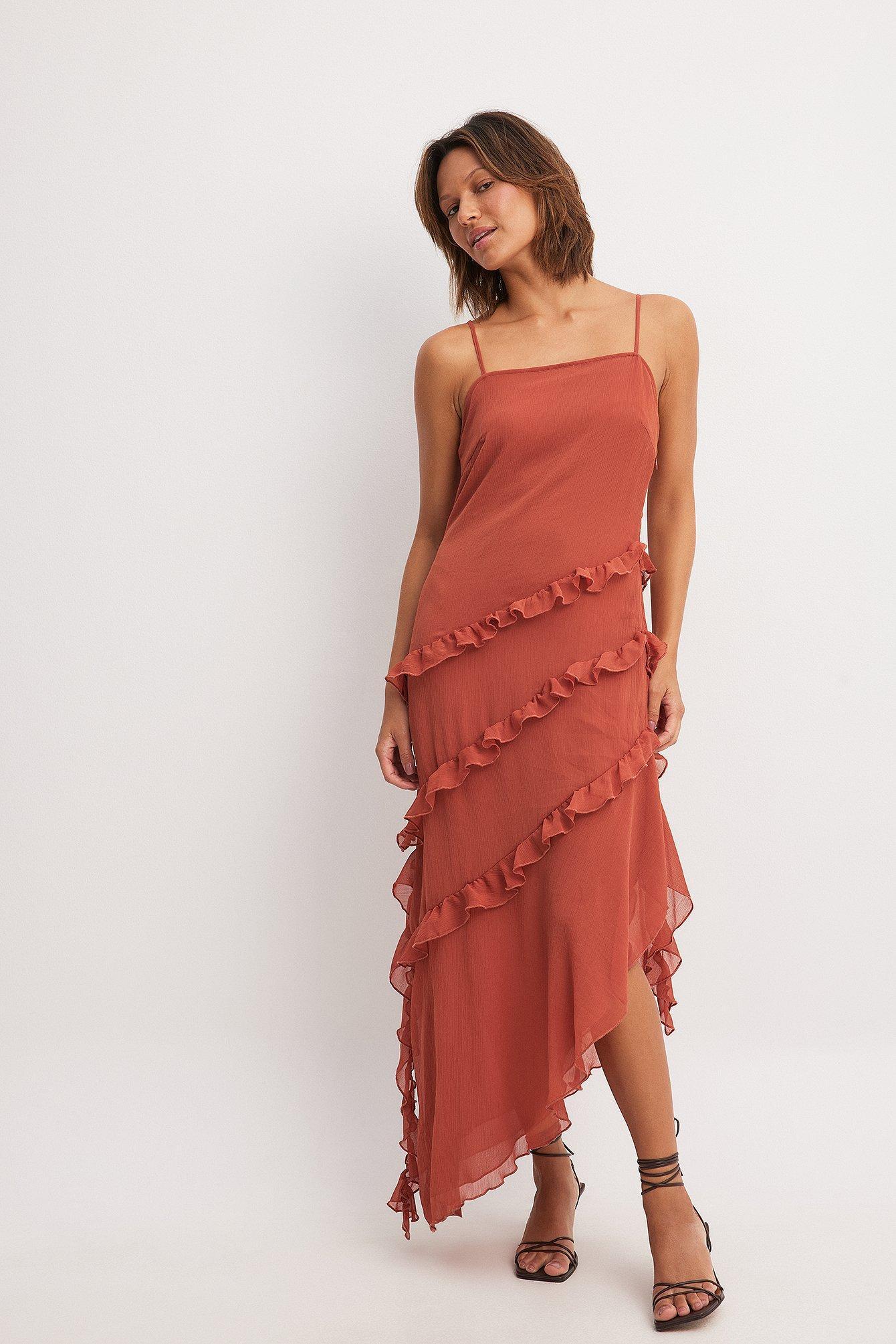 Ruffle Chiffon Midi Dress Product Image