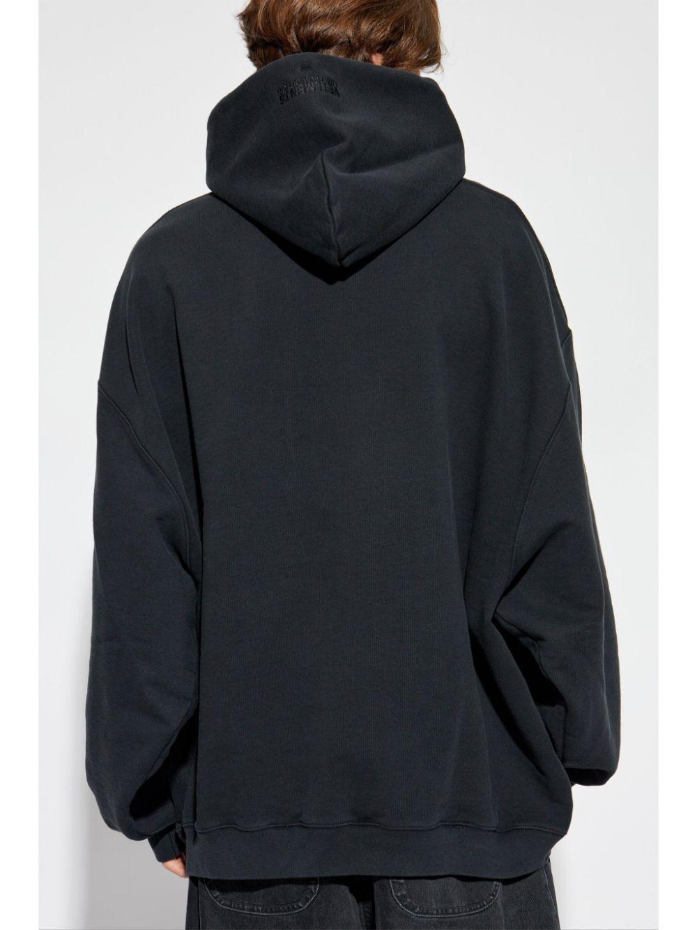 VETEMENTS Graphic-print Cotton Hoodie In Black Product Image