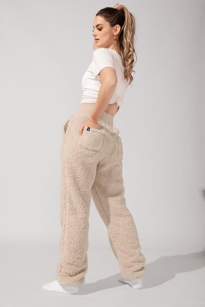 Blanket Pants in Faux Sherpa - Taupe Product Image