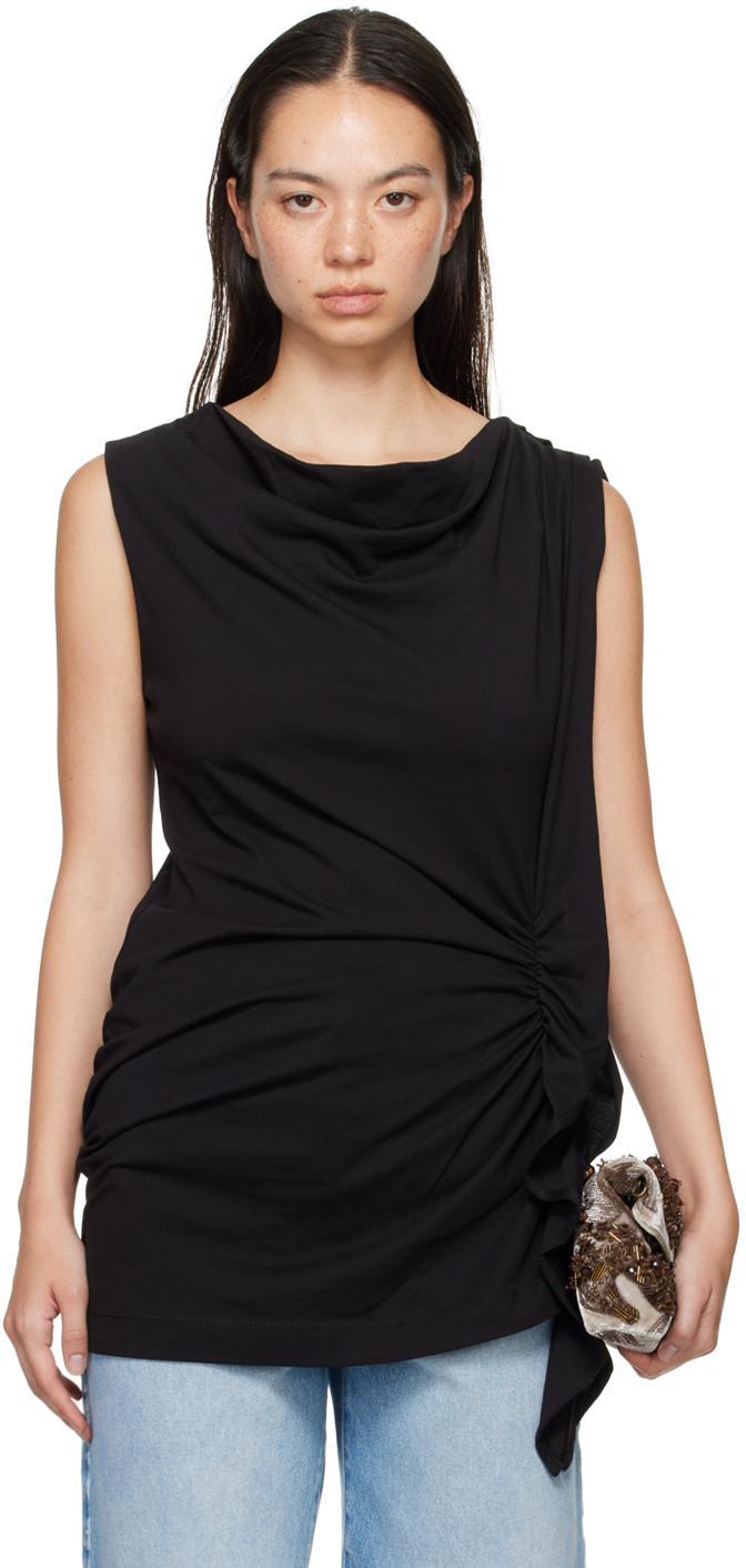 DRIES VAN NOTEN Draped Cotton Jersey Top In 900 Black Product Image