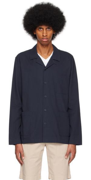 Sunspel Navy Buttoned Pyjama Shirt Product Image