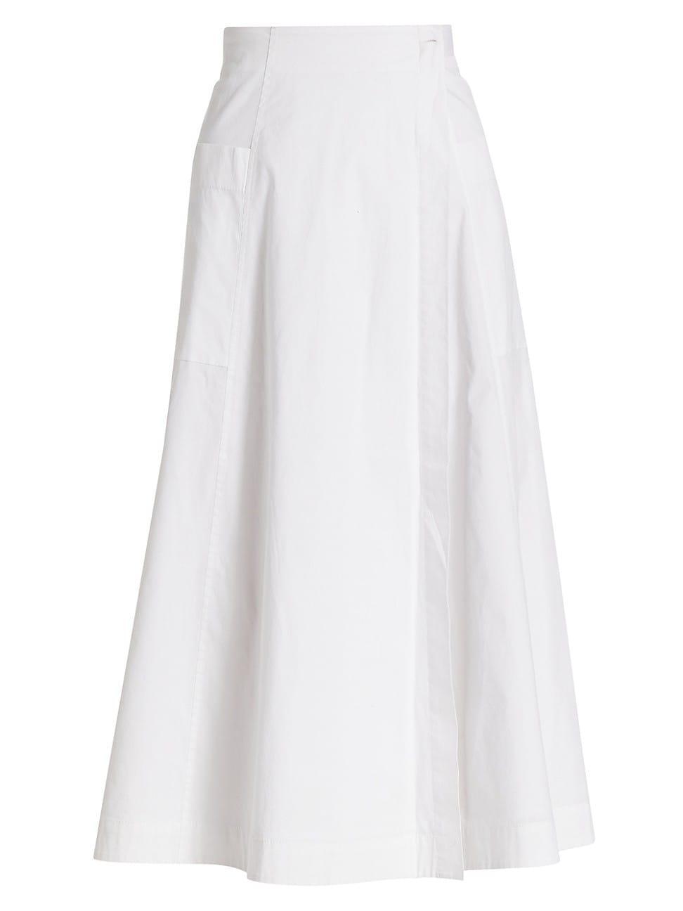 Womens Cotton Poplin Wrap Midi-Skirt product image