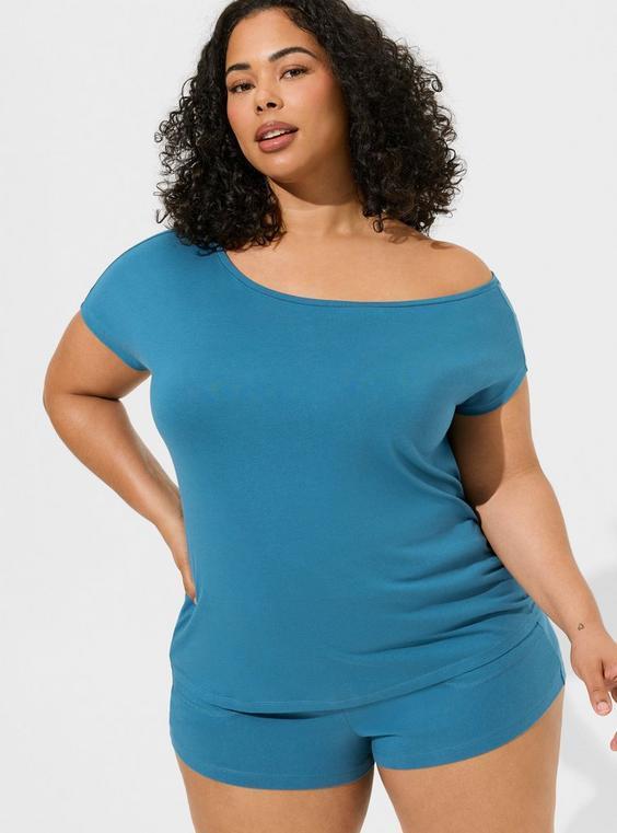 Cotton Modal Off The Shoulder Lounge Tee Product Image