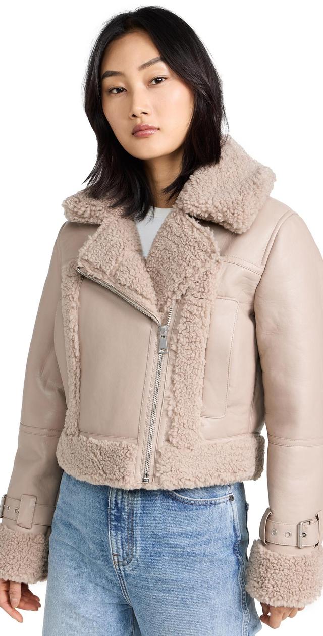 Apparis Jay Faux Leather & Faux Shearling Moto Jacket Product Image