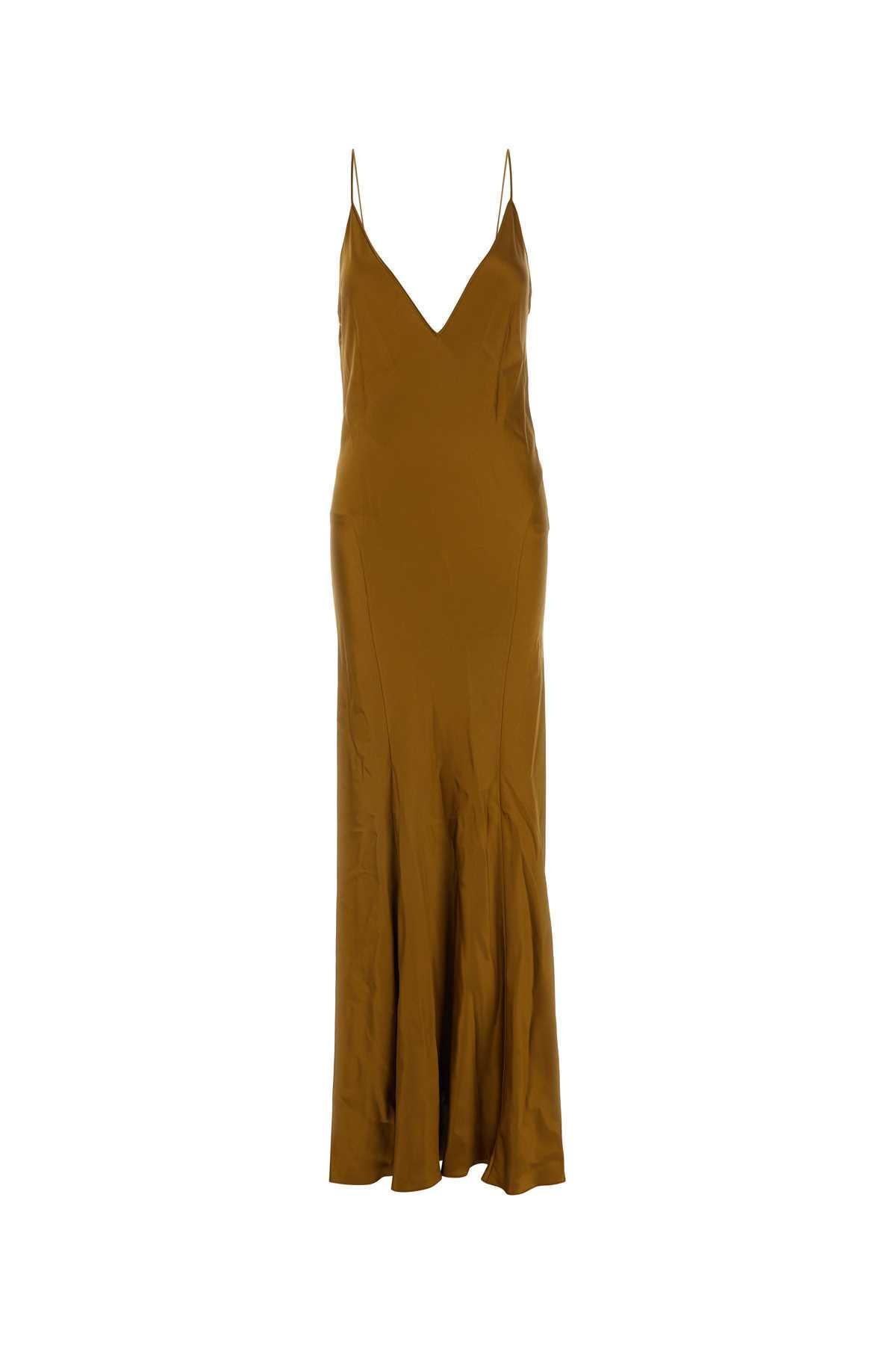 SAINT LAURENT Satin Maxi Dress In Gold Product Image