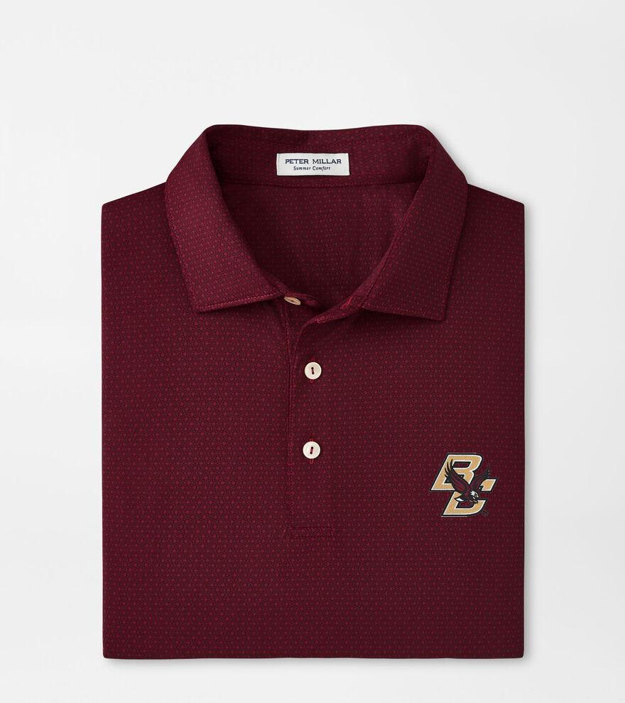 Peter Millar Mens Boston College Tesseract Performance Jersey Polo | Color: Maroon | Size: S | BC Product Image