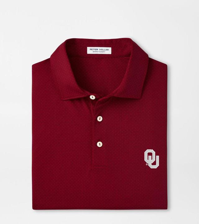 Peter Millar Mens Oklahoma Tesseract Performance Jersey Polo | Color: Crimson | Size: L Product Image