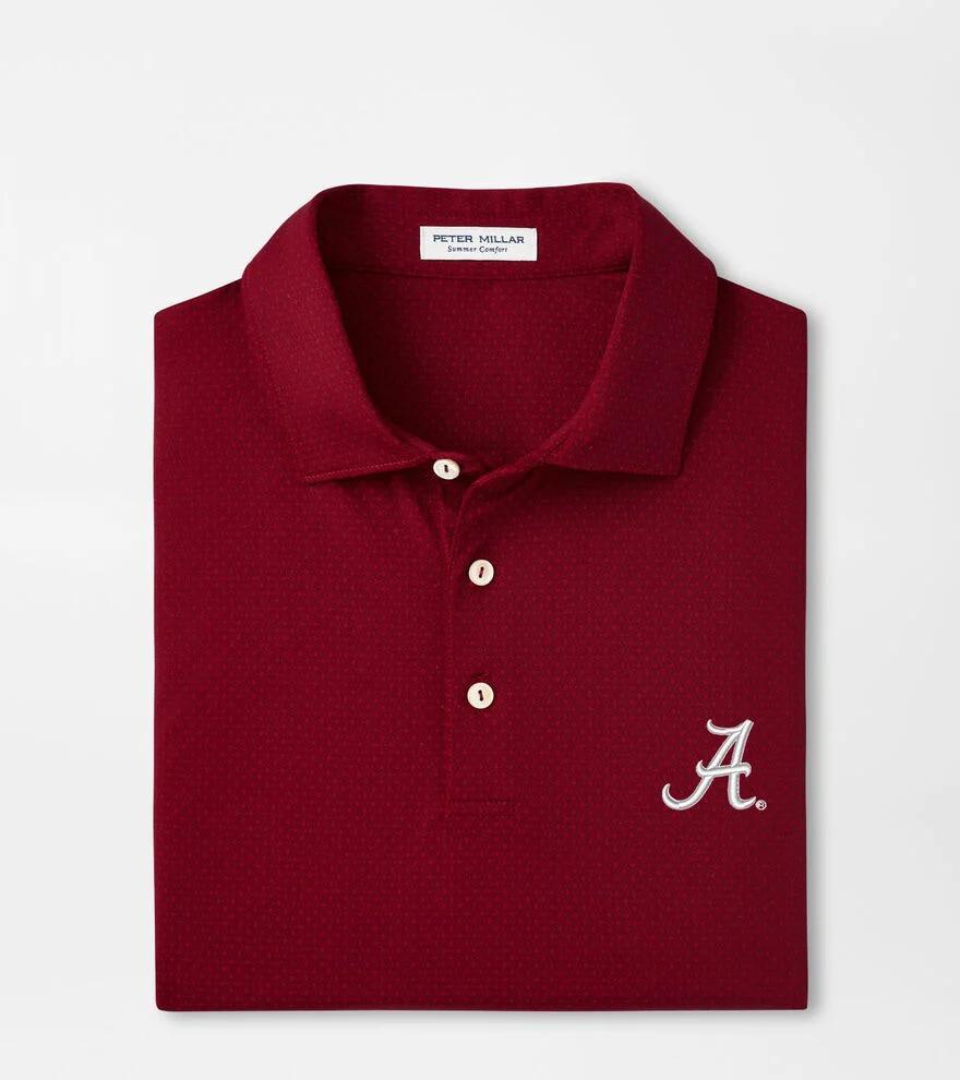 Peter Millar Mens Alabama Tesseract Performance Jersey Polo | Color: Crimson | Size: S Product Image