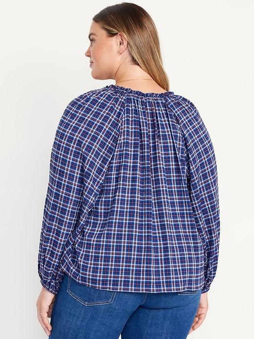 Ruffled Split-Neck Top Product Image