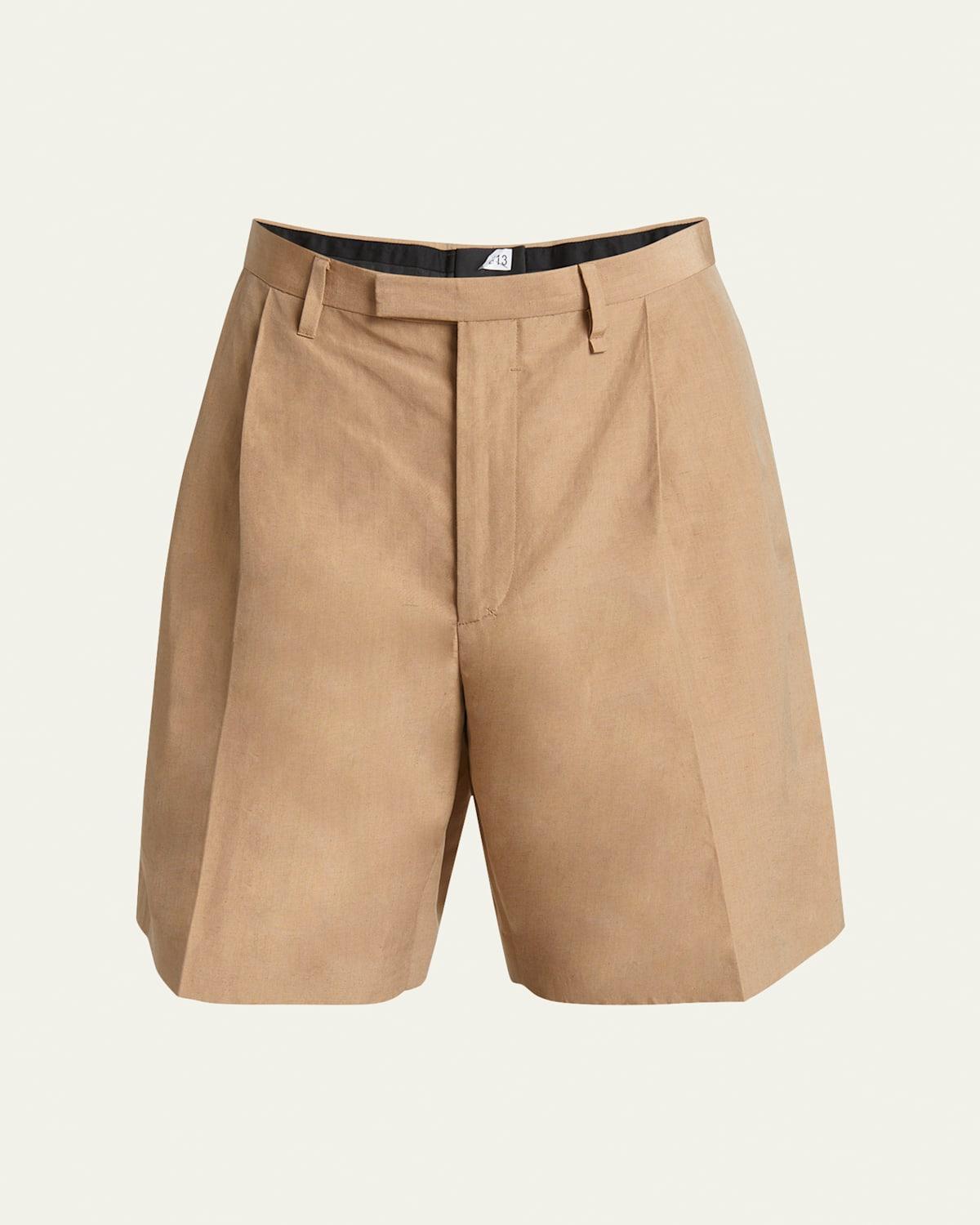 Mens Silk Linen Pleated Shorts Product Image