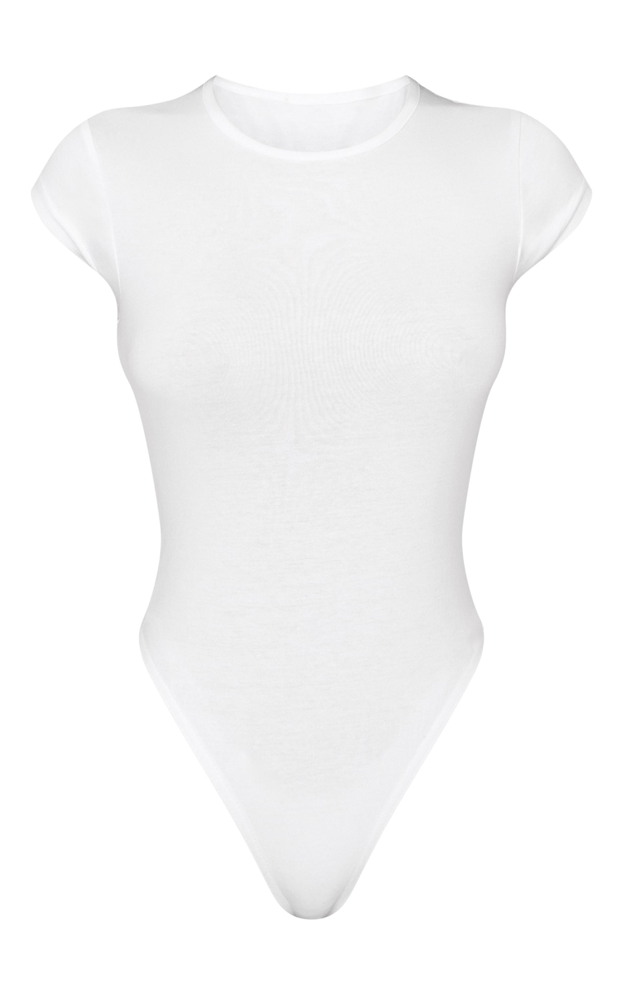 Petite White Modal Cotton T-shirt Bodysuit Product Image