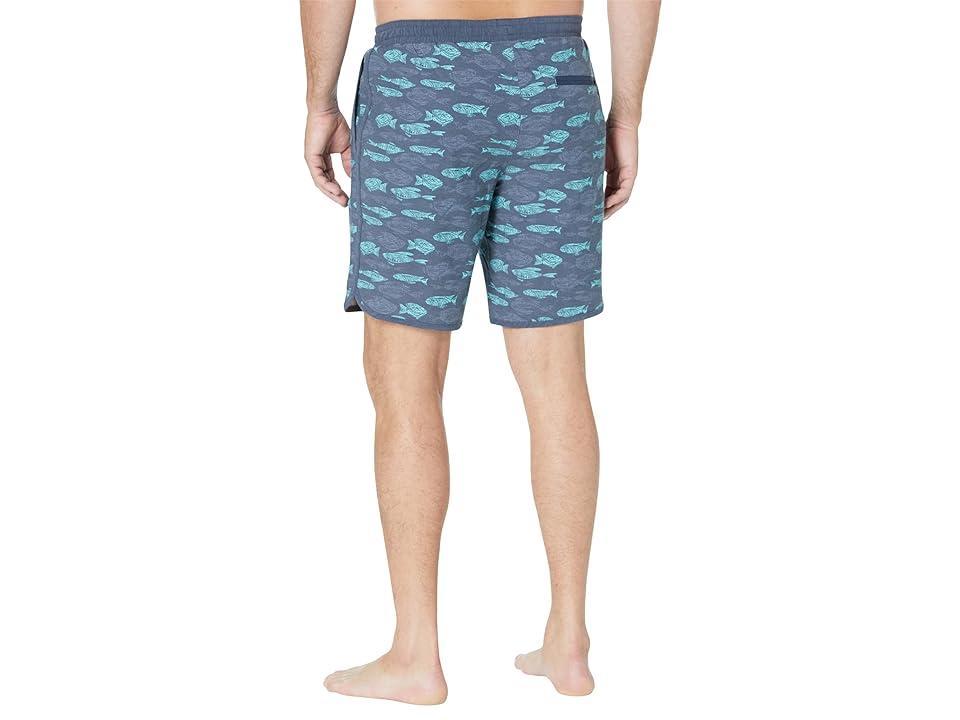 L.L.Bean 9 All Adventure Swim Print Shorts (Carbon Fish Print) Men's Swimwear Product Image