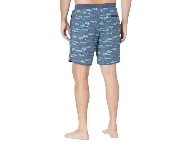 L.L.Bean 9 All Adventure Swim Print Shorts (Carbon Navy Fish Print) Men's Swimwear Product Image