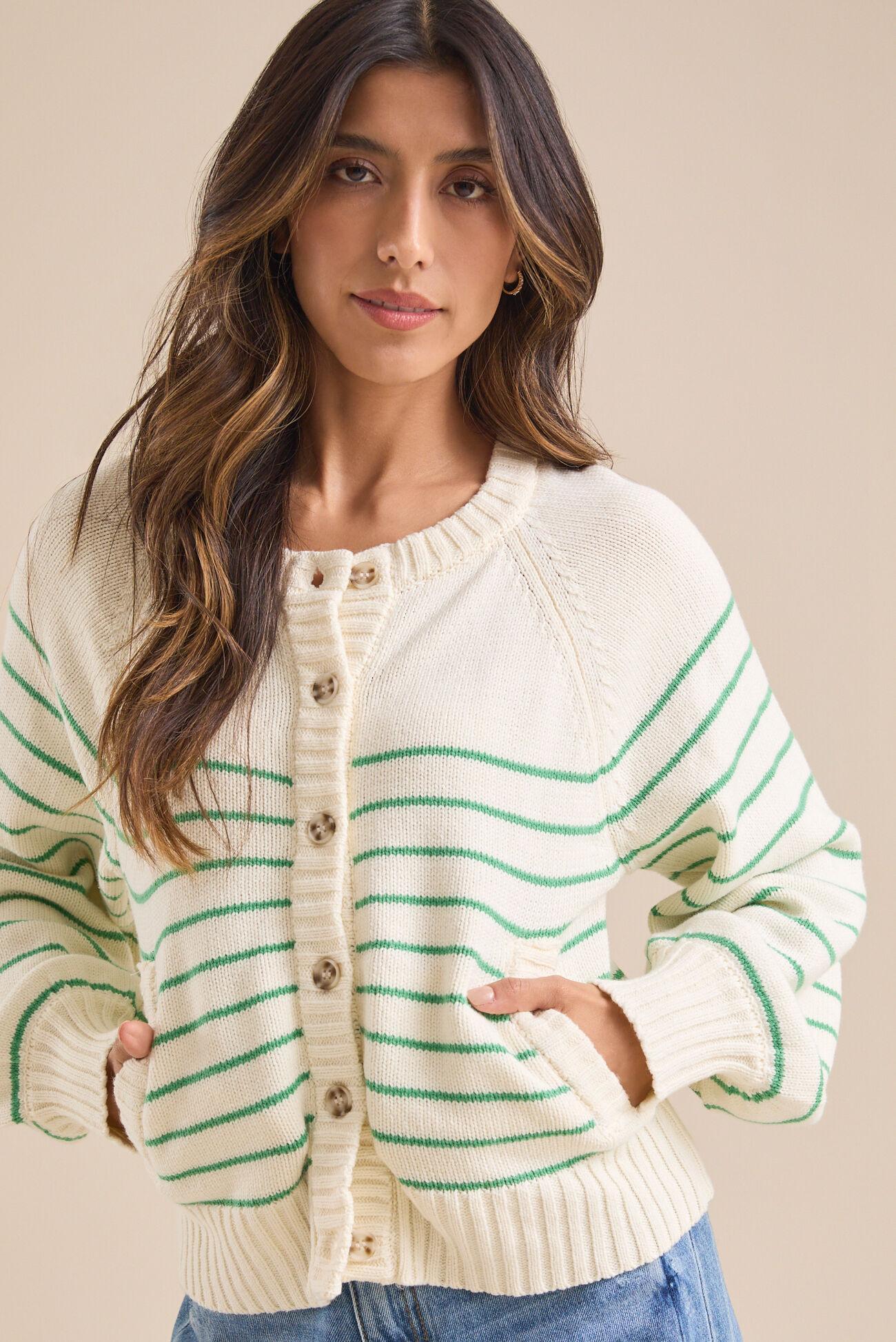 Kendall Striped Button Front Cardigan Product Image