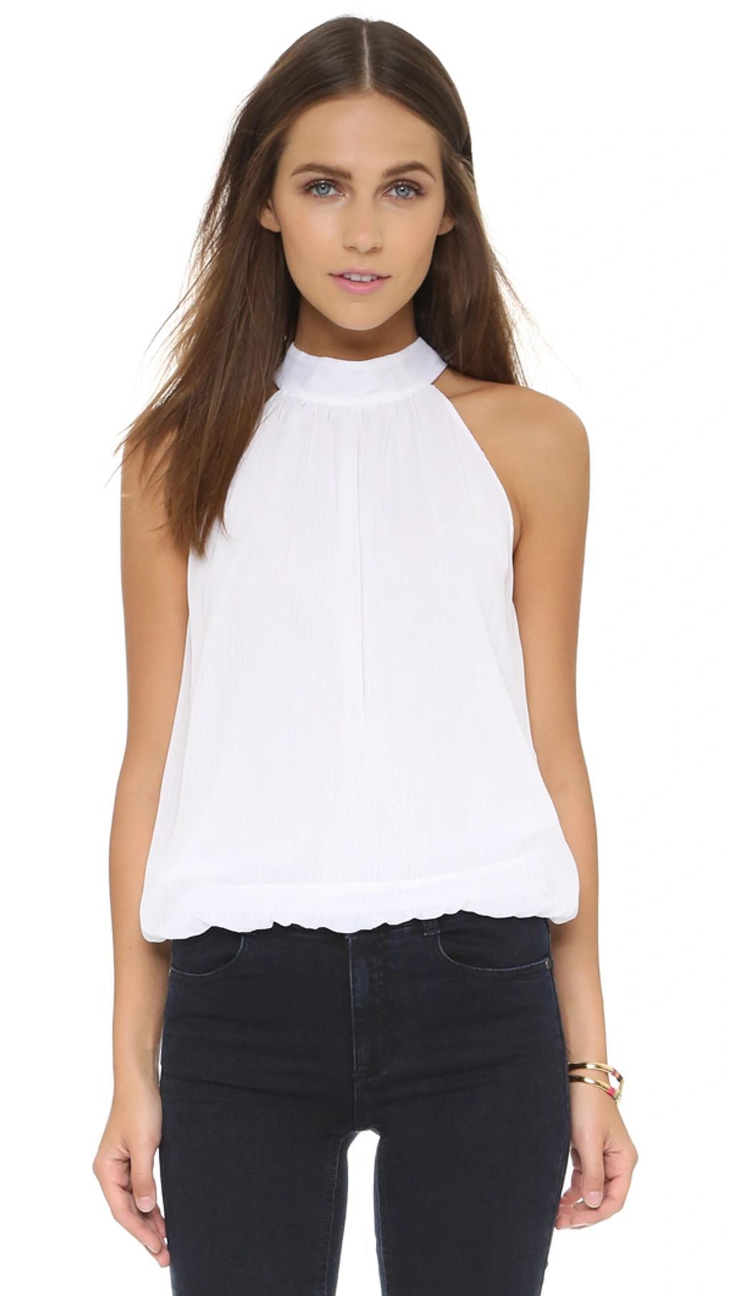 Maris Gathered Halter Top In White product image