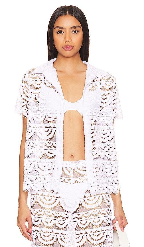 PQ SWIM Sheer Lace Cover-Up Shirt Product Image