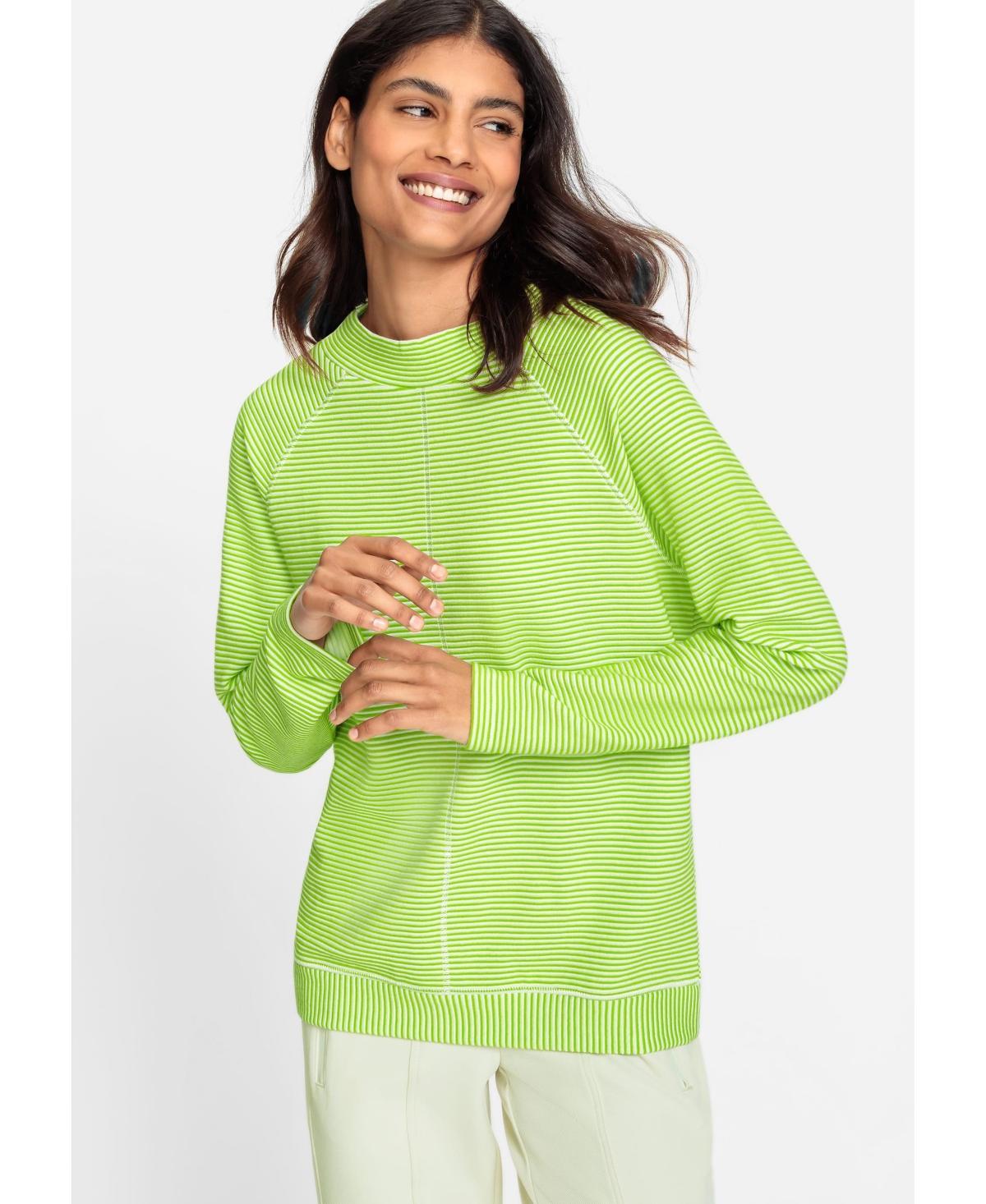 Olsen Womens Long Sleeve Striped Ribbed Jersey Top Product Image