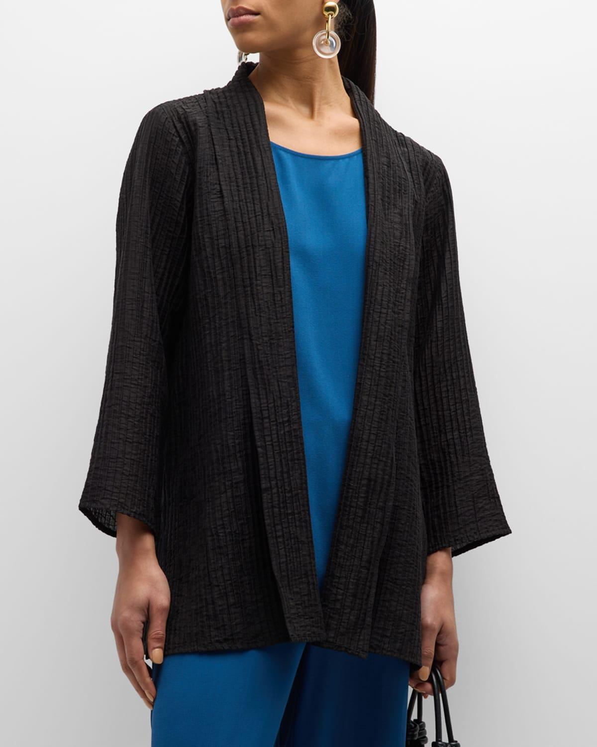 Shawl-Collar Crinkled Open-Front Jacket Product Image