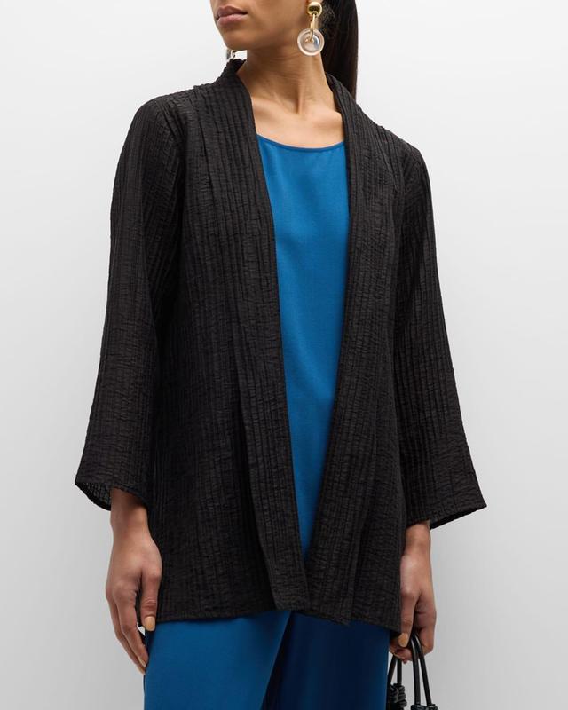 Shawl-Collar Crinkled Open-Front Jacket Product Image