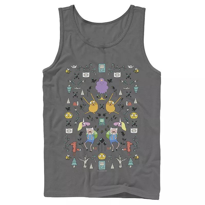 Mens Adventure Time Character Icon Collage Tank Top Grey Product Image