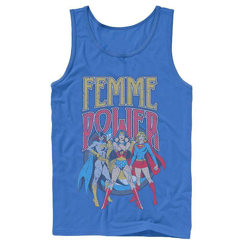 Mens DC Comics Justice League Vintage Femme Power Tank Top Grey Product Image