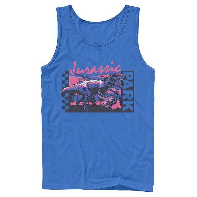 Mens Jurassic Park Checkerboard T-Rex Panel Tank Top Product Image