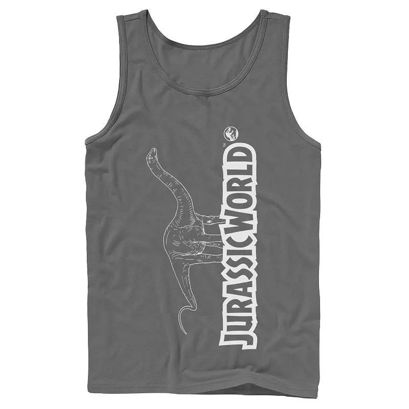 Mens Jurassic World Longneck Dinosaur Title Logo Outline Tank Top Blue Product Image