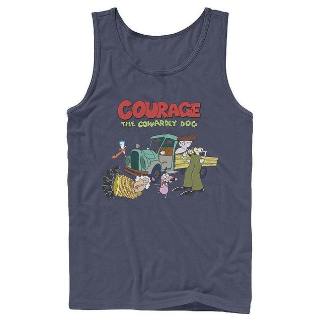 Mens Courage The Cowardly Dog Scene Logo Tank Top Blue Product Image