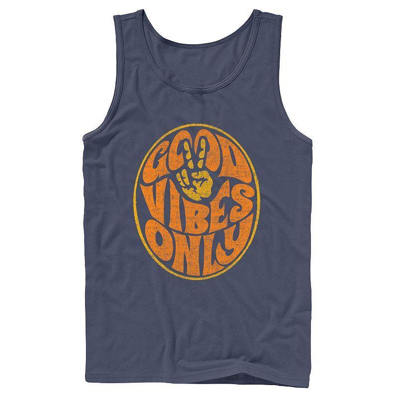 Mens Fifth Sun Good Vibes Only Vintage Text Tank Top Blue Product Image