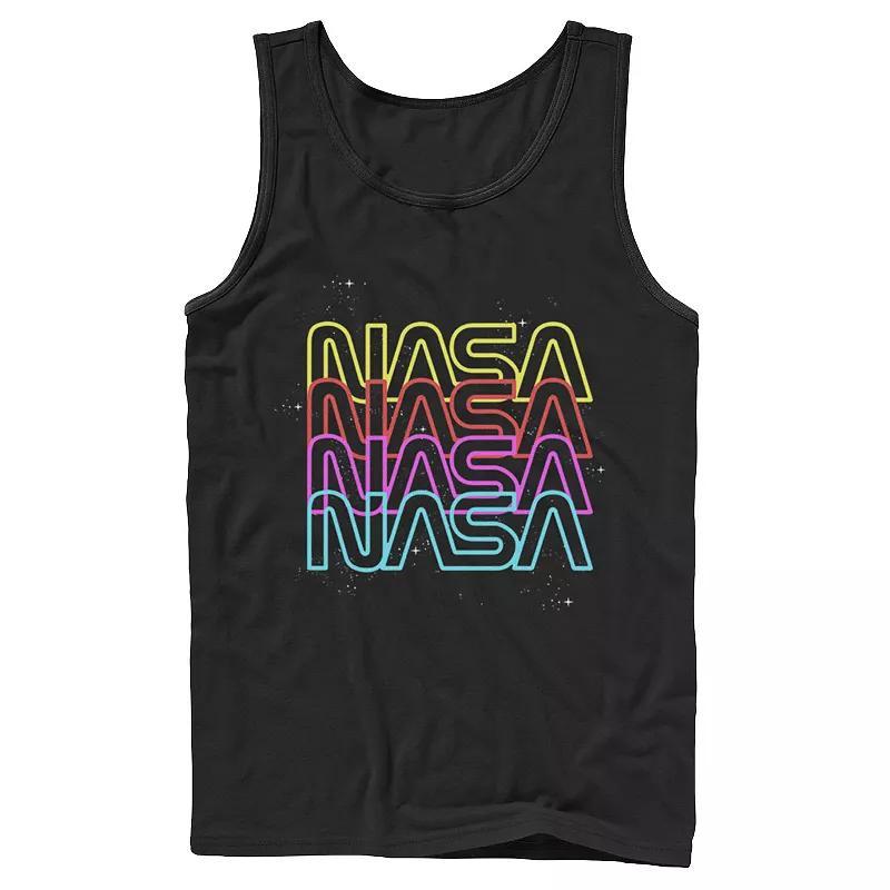 Mens NASA Neon Rainbow Logo Tank Top Product Image